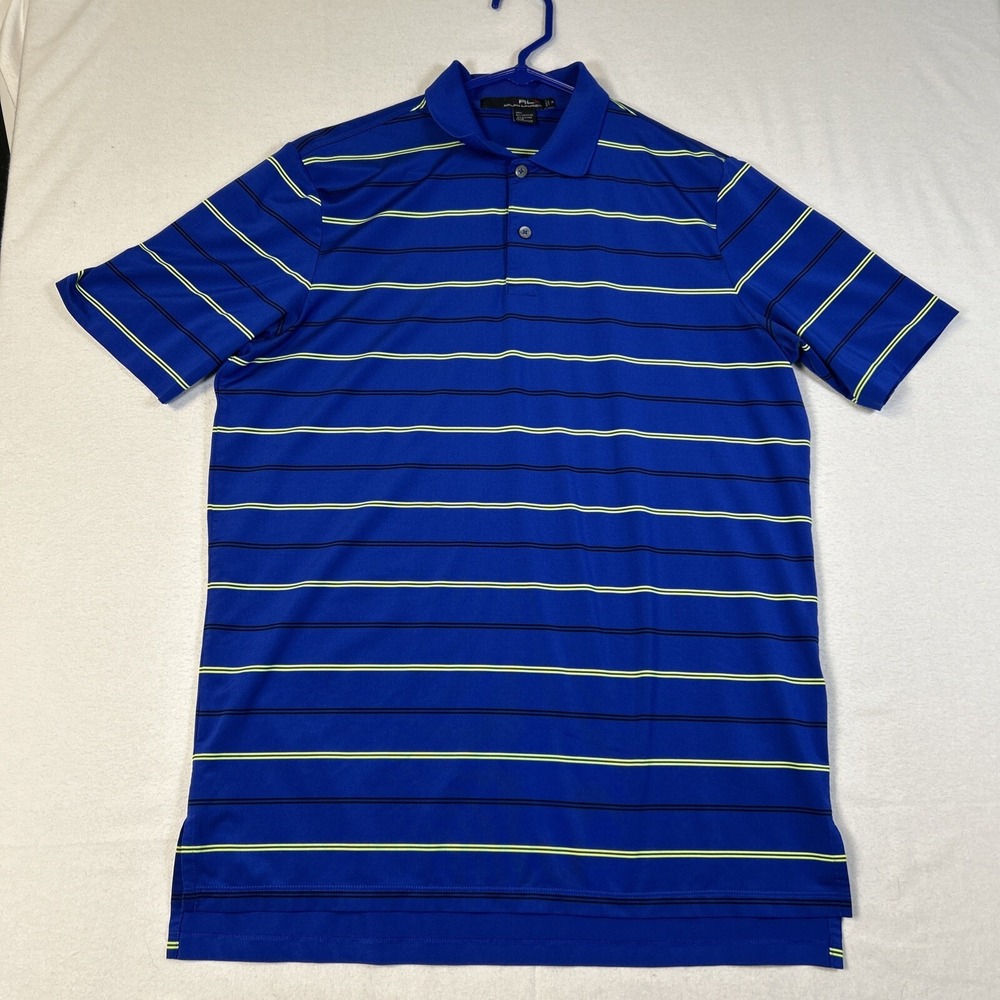 RLX Ralph Lauren Men's Golf Polo Shirt Short Sleeve Size Medium Blue Stripes